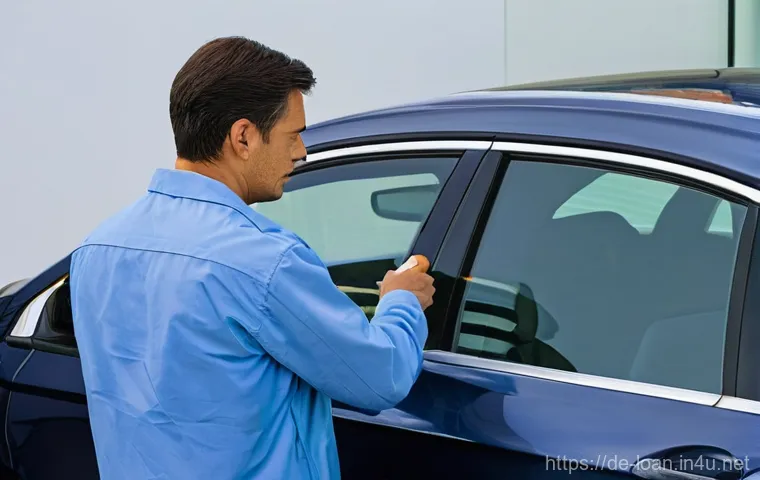 중고차 리스 유지 비용 - **Prompt:** A realistic scene set at a German vehicle inspection station (TÜV). A well-maintained, m...