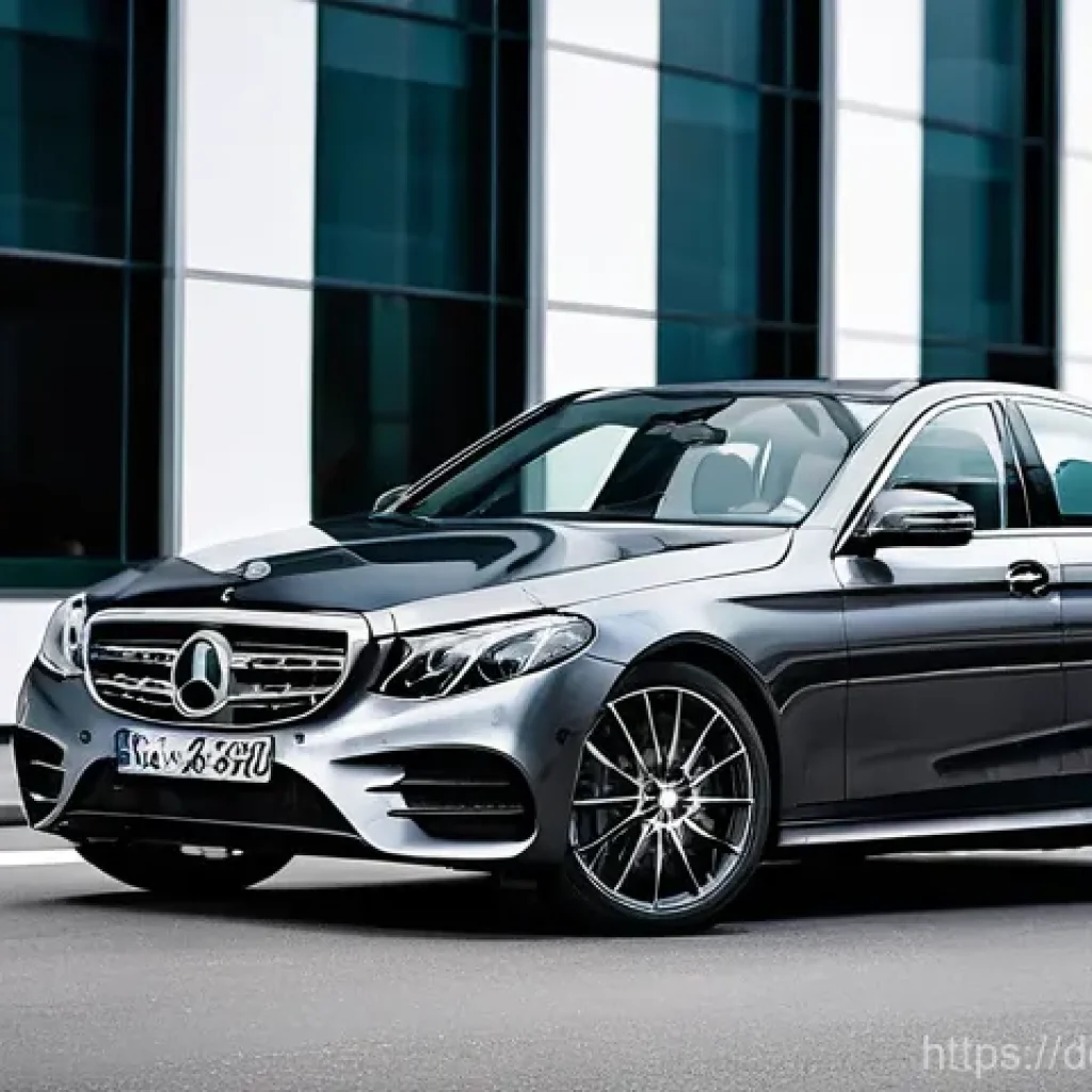 리스와 렌트 세금 차이 - **Prompt: "A sleek, modern German luxury car (e.g., a black Mercedes E-Class or a dark grey BMW 5 Se...