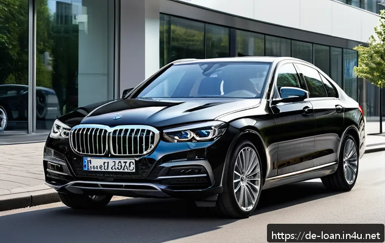 리스 차량 잔존가치 계산 - A high-end German luxury sedan from brands like BMW, Audi, or Mercedes-Benz parked on a clean urban ...